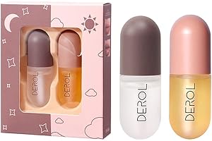 HQDA 2 Pieces Lip Plumper Set Natural Make-Up Lip Gloss Lip Care Serum Kit Derol Lip Plumper Lip Enhancer For Fuller Hydrated Beauty Lips