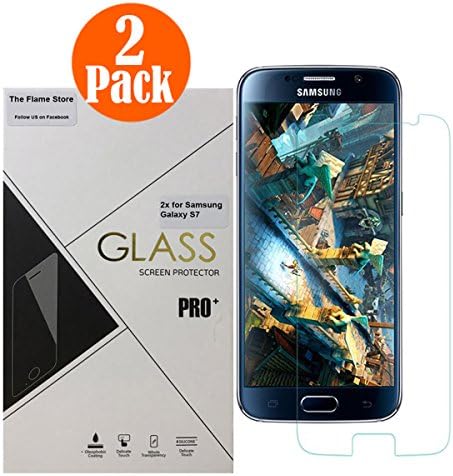 2 Pack Samsung Galaxy S7 Screen Protector, The Flame Store 2x 9H Hardness Crystal Clear Premium Tempered Glass Scratch Proof Screen Protector For Samsung Galaxy S7