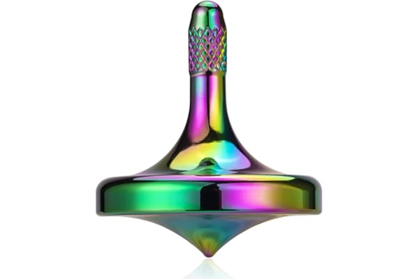 Toupie en Acier Inoxydable, boîte d'emballage en Aluminium, Mini Jouet gyro de Bureau pour Adultes Hommes Femmes, Le Temps de Rotation dépasse 5 Minutes (Iridescent)