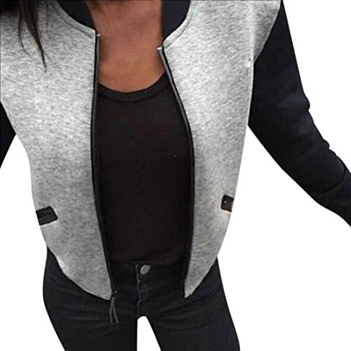 Familizo hoodies,Women Casual Long Sleeve Cotton Short Jacket Slim Coats Outwear (M, Gray)