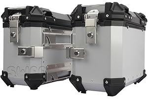 HRDMPFT Alforja De Motocicleta para Izquierda Y Derecha,18L 28L 35L Baúl Lateral Alforjas para Moto Maletas Laterales De Aluminio Alforja De Impermeable/Negro, Plata(Silver,35L)