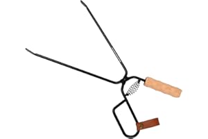 HoaaiGo Fire Tongs, Universal Long Firewood Tongs, Carbon Steel, Black, 47 x 13 cm, 1 Pair