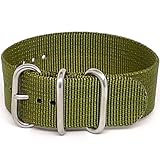 DaLuca Ballistic Nylon NATO 1 Piece Watch Strap - Olive (Matte Buckle) : 26mm