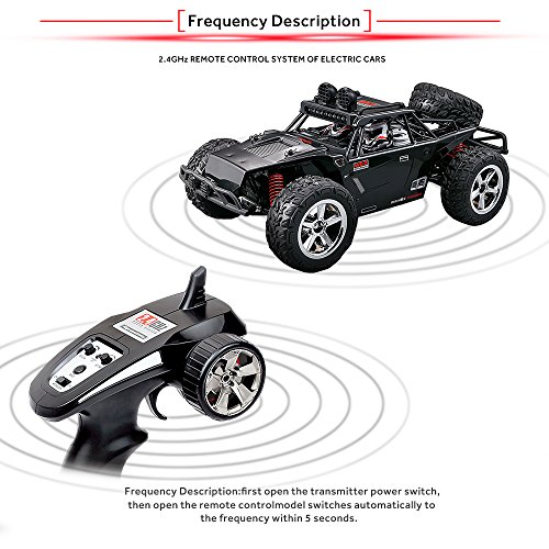 Vatos RC Car Off Road High Speed 4WD 40km/h 1:12 Scale 50M Remote Control 15 Mins Playing Time 2.4GHz Electric Vehicle Buggy Truck with LED Night Vision (Li Battery&USB Cable Included) (BLACK)