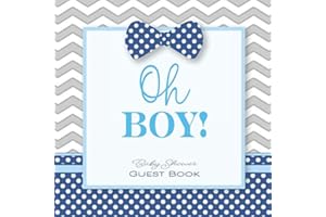 Oh Boy! Baby Shower Guest Book: Baby Shower GuestBook with Wishes & Advice for Parents + BONUS Gift Tracker Log + Keepsake Pages | Little Man Bow Tie Gray Blue Navy