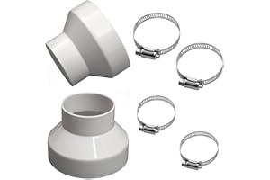 SQLJYU 2 Stück Abluftschlauch Adapter Fenster 100mm auf 75mm, Rohrverbinder, Reduzierstück, Schlauchschellen Lüftungsschlauch 100mm, Abluftrohr, Lüftungskanal, für Effiziente Lüftungssysteme