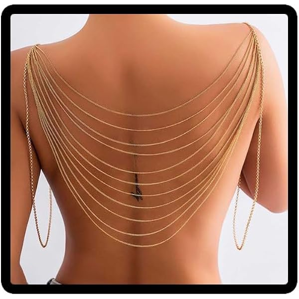 Catena Body Prosy In Nappa Dorata - Gioiello Corpo Donna Reggiseno, Regolabile, Senza Nickel