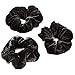 Womens Large Black Velvet Hair Elastic Scrunchie Pack Of 3
