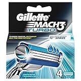 Gillette Mach3 Turbo Men's Razor Blades, 4 Blades