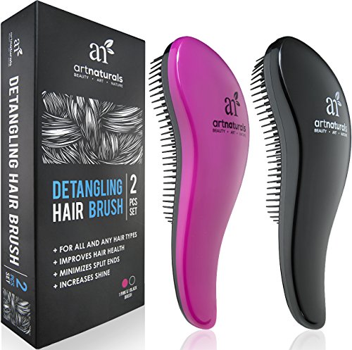 Art Naturals Detangling Hair Brush Set (Pink & Black) - glide the Detangler through Tangled hair - Best Brush / Comb for Women, Girls, Men & Boys - Use in Wet and Dry Hair - Top Detangling Brush