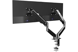 Pholiten Support écran pour 2 écrans, Support écran PC pour Bureau, Bras Double écran à Ressort à gaz, Support de Bureau Double écran pour écrans 17-27" MD81SP