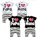 Wawoo® I Love Papa & I love Mama Unisex Children Comfortable Summer Suits Cotton T-shirt & Striped Cropped Pants Twins Baby Summer Clothes White