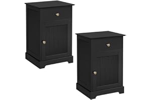 Yaheetech Set 2 Comodini Camera da Letto Mobiletto con Cassetti da Letto Moderno Tavolino da Divano Armadietto da Notte Mobile Portaoggetti 60 x 40 x 35 cm Nero