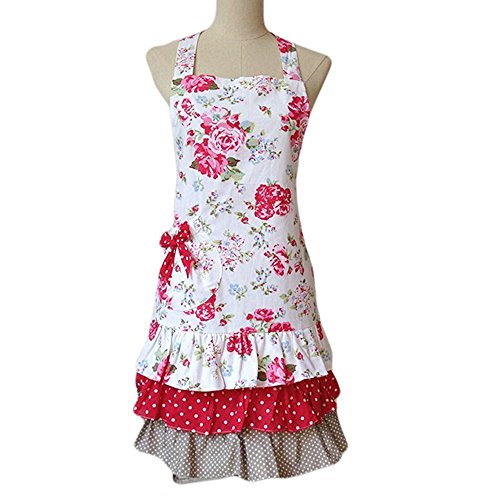 G2Plus Schön Frau Schürze Schürze Baumwolle Küchenschürze Modische Apron mit Taschen zum Kochen oder Backen (Frau Schürze)