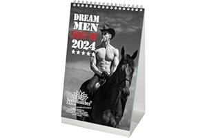 SEELENZAUBER Sexy Dream Men Calendrier de table 2024, format A5, pour homme, érotique, coffret cadeau, contenu : 1 calendrier, 1 carte de Noël et 1 carte de vœux (3 pièces au total)