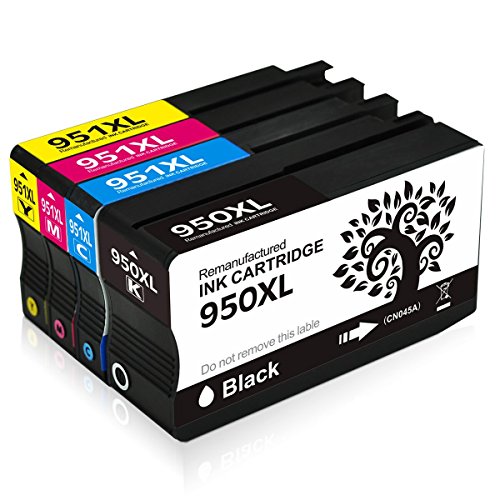 H&amp;BO Remanufactured HP 950XL 951XL 4 Pack High Yield Ink Cartridges For HP Officejet Pro 8600 8610 8620 8630 8640 8100 8110 8625 8615 8660 251dw 276dw Printers