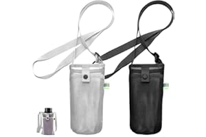HIOQFR 2pcs Sac Porte-Bouteille d'eau en Maille avec Bandoulière Porte Bouteille Eau Sport Porte Gourde Sac à Dos Randonnée Housse Gourde Tour de Cou Porte Gobelet Portable Sac de Support de Bouteille