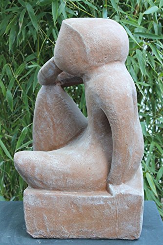 Steinfigur Denker in Terrakotta, abstrakte Deko-Figur für Haus und Garten, moderne Statue als Garten-Figur - 4