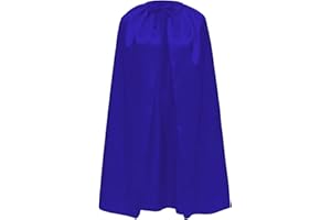 Wildarms Capa de Disfraz Satinada para Niños y Adultos 90cm, Capa de Superheroe Halloween Cosplay Carnaval con Cinta Ajustable Unisex (AZUL)