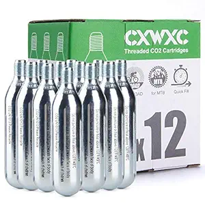 CXWXC 16g Threaded CO2 Cartridges for Bike Tires - Cartridge for CO2 Inflator with Threaded Connection, CO2 Pump for Road and Mountain Bikes