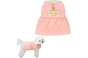 PLUSHCEWT Falda de algodón para mascotas, abrigo para perro, abrigo de invierno para perro con bonita abeja, chaqueta para perro con arnés, ropa de invierno para cachorros, abrigos cálidos y chaquetas para