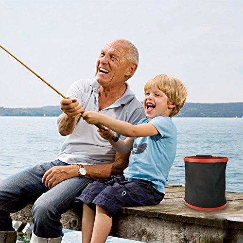 Falteimer 12L,Topoint tragbare Wassereimer Faltschüssel keine Leckage Stoff mit Reißverschluss Aufbewahrungstasche,leicht Eimer für Autowäsche Wandern Outdoor Camping Angeln Picnic - 5