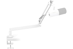 TONOR Stojak Wysięgnik Mikrofonu, Niskoprofilowy Statyw Mikrofonowy Premium do Nagrywania Podcastów dla Graczy, w Pełni Regulowany, Obracany o 360 °, składany o 90 °, T20LP, Biały