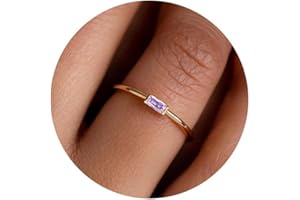 Aidenn Gold Birthstone Rings for Women Non Tarnish 14K Gold Plated Stackable Ring Dainty Teen Girls Mothers Birthday Gifts Engagement Wedding Promise Rings Gemstone Jewellery Sizes N, Q, S