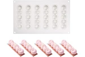 XiaoShenLu Moule à Gateau en Silicone, moules 3D pour Glace Chocolat Pâtisserie Dessert, 6 Trous Forme de Boule concave