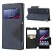 Produktbild NessKa® Hülle Für Sony Xperia Z1 (L39h / C6903) | Hülle in Navy Blau | Handyhülle mit Kartenfach Fenster und Standfunktion Schutzhülle Flip Case Cover Etui Book Tasche aus hochwertigem Kunstleder