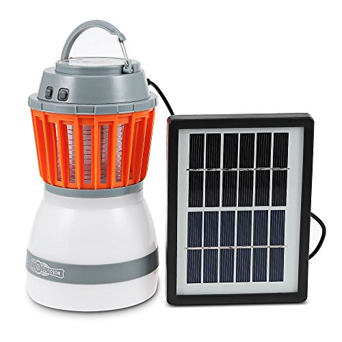 Falsfy 2-en-1 Portable LED Camping Lumière Mosquito Killer Lampe avec Panneau Solaire De Charge Pest Repeller pour Camping en Plein Air Jardin Partie