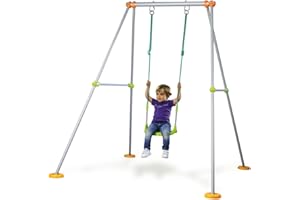 Smoby - Altalena Plus con Struttura Tubolare in Metallo, 7600310191, + 18 Mesi, con Seggiolino Evolutivo 2 in 1, Altezza 180 Cm