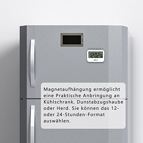 ZHPUAT Magnetischer Kurzzeitmesser Timer mit Schutzhülle aus Silikon Küchentimer Top Qualität Hochwertig Countdown/up macht Pünktlich Metallfarbe Hellgrau - 5
