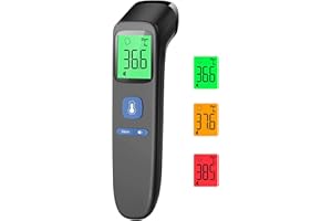 VIPROUD Forehead Thermometer for Adults, Infrared Digital Thermometer for Kids, Touchless Baby Thermometer, Accurate Reading with Large Display, Mute Mode, Memory Recall, Fever Alarm Black