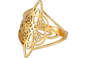 UNIFT Bague nœud de sorcière pour femme en acier inoxydable chic élégant style géométrique sorcellerie celtique bague de la trinité wiccan amulette bijoux cadeau fête des mères anniversaire