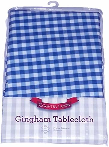 SUPERB BLUE WHITE GINGHAM CHECK TABLE CLOTH 69" (175CM) ROUND #LABOLG