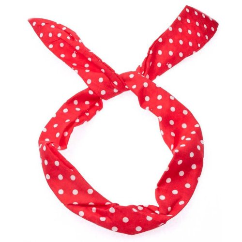 Wire headband Stylish Retro Wire Hair Band Women Head Hair Band (Small Dot-Red)