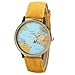 Produktbild Longra globalen Reise durch Ebene Karte Frau Kleid Uhr Denim Stoff Band (Gelb)