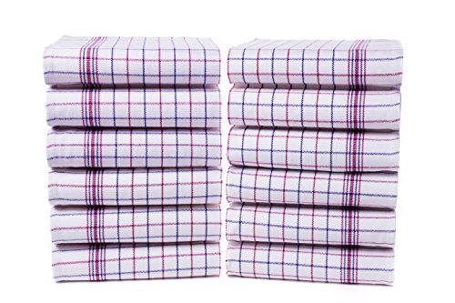 ZOLLNER® 12er-Set Geschirrtücher / Küchenhandtücher / Trockentücher / Handtuch für Küche rot-blau-weiß-kariert 65×70 cm aus 100% Baumwolle, vom Hotelwäschespezialisten, Serie „Thea“ - 3