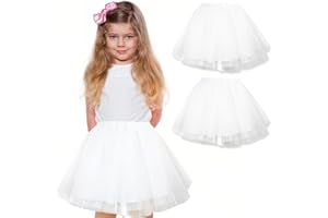 WKRTDY 2er Pack Tutu-Rock, Ballett Tanzröcke, Partyrock für Mädchen, Tutu Kostüm, Tüll-Tutu für Tanzpartys für Mädchen, Tüllrock Tütü Tutu Ballettrock Ballet Petticoat Ballettkleid (Weiß, 3 Lagen)