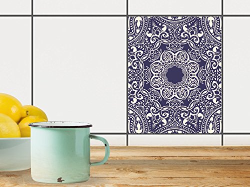 Badfliesen | Motiv-Sticker Aufkleber Folie Fliesen verschönern Küchen-Folie Küchengestaltung | 20×25 cm Design Motiv Blue Mandala – 1 Stück - 2