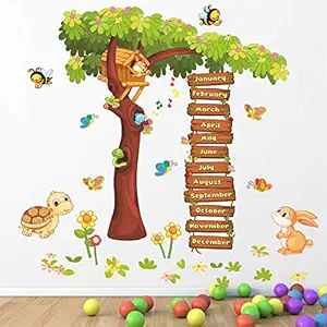 StickMe Months of the Year Kids Learning Education Nursery School Kinder Garden Wall Sticker 110cm x 100cm (Multicolour, vinyl ), Botanical