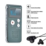 COVVY Dictaphone Enregistreur Numérique Portable Enregistreur Vocal 8GB Enregistreur Audio Lecteur MP3 Dictaphone LCD (Gray)