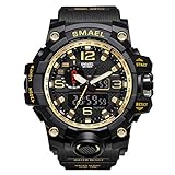 Armbanduhr Uhren Digitaluhr Wasserdichte Herren Sportuhren JSDTECH Military Watch für Männer und Jungen (Schwarz Gold)