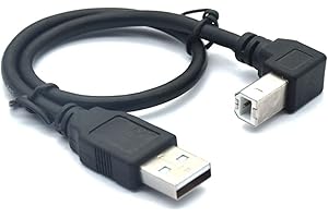 HERFAIR Kabel do drukarki 90 stopni, 1,5 m kabel adaptera USB do drukarki, USB 2.0 A męski na B męski konwerter dolny kabel 480 Mb/s szybki bezprzewodowy adapter przewodowy skaner przedłużacz przewód faksu przewód w dół