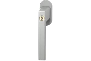 Abus Fg110 Maniglia con Blocco Antifurto, Serratura a Spinta con Cilindro per Finestre, Chiave Maestra, Livello di Sicurezza: 2, 59220, Argento