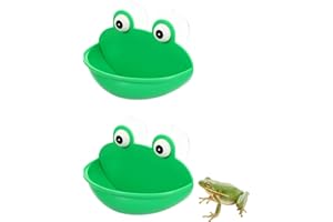 JNAWA 2pcs Reptiles Suction Cup Feeder Amphibian Aquatic Frog Habitat Toad Tank Decorations Feeding Food Cricket Bowl for Gecko Bearded Dragon