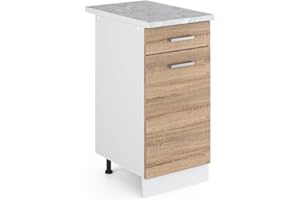 Vicco Kitchen base cabinet Raul, Sonoma/White, 40 cm, WT Marble