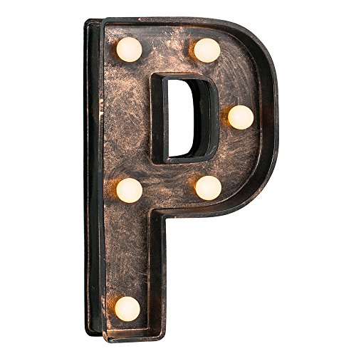 MiniSun – Decorativa letra luminosa ‘P’ con 8 luces LED blancas 