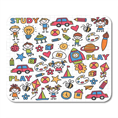 Preisvergleich Produktbild AOCCK Gaming Mauspads, Gaming Mouse Pad Kindergarten Nursery Preschool School Education Children Doodle Pattern Kids Play 11.8"x 9.8" Decor Office Nonslip Rubber Backing Mousepad Mouse Mat